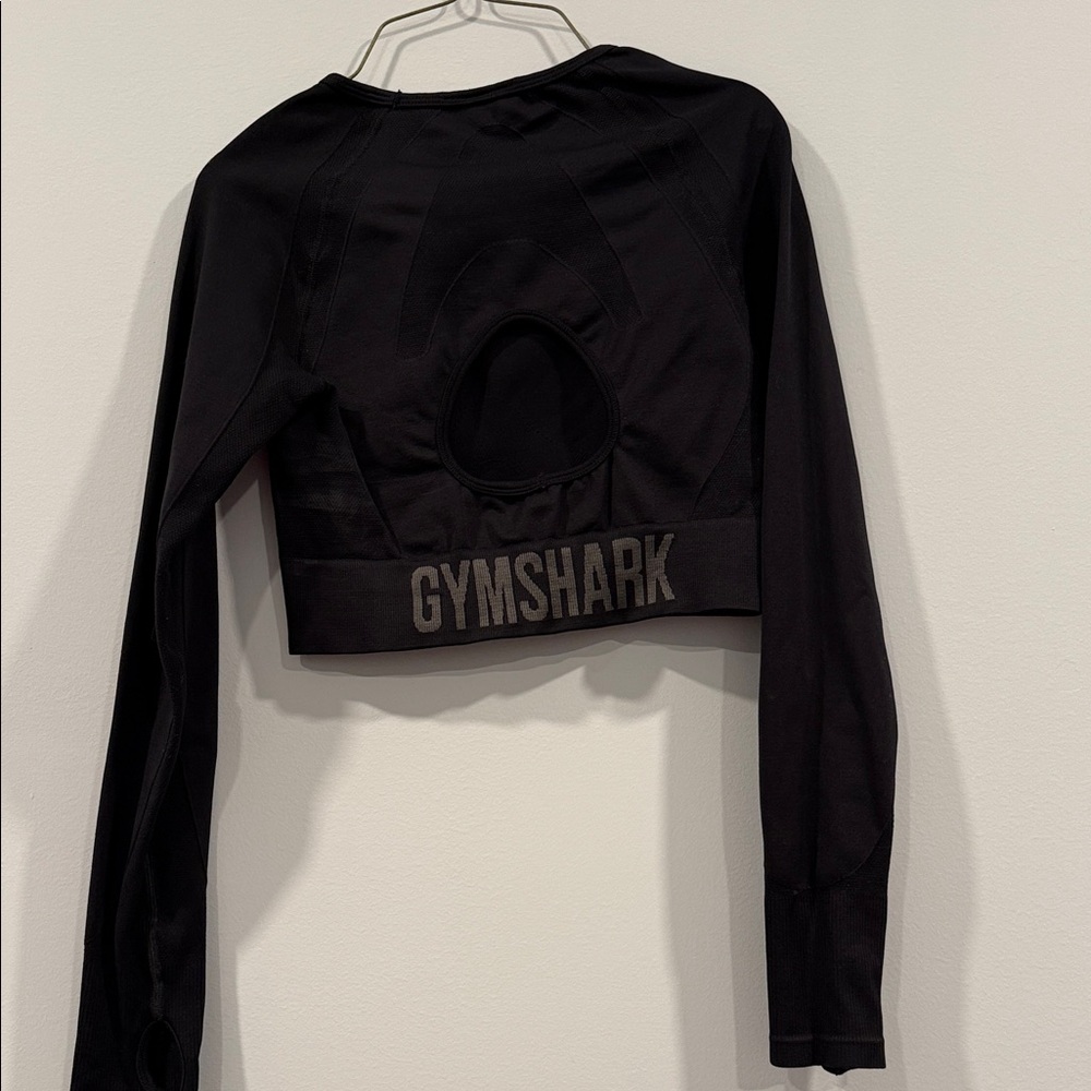 Gymshark Black Cropped Long Sleeve Performance Top - Picture 3 of 5